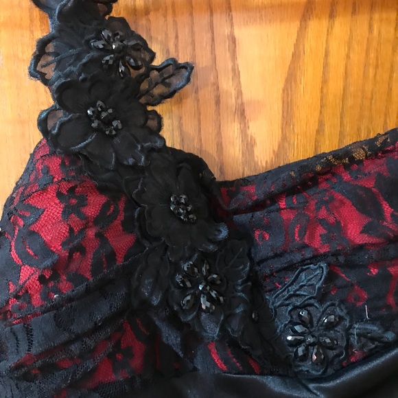 Black and Red Formal Cocktail Dress w/ rhinestone - Picture 2 of 5